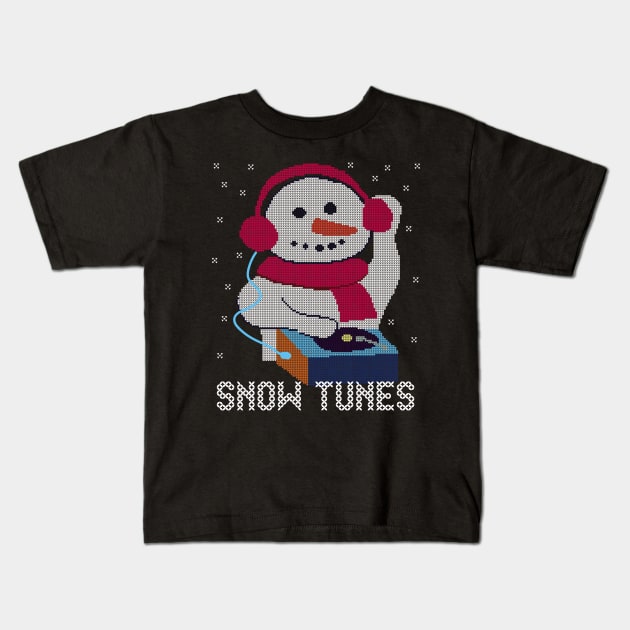 Ugly Christmas Sweater Snowman DJ playing Snow Tunes - Show Tunes Musical Theatre Kids T-Shirt by YourGoods